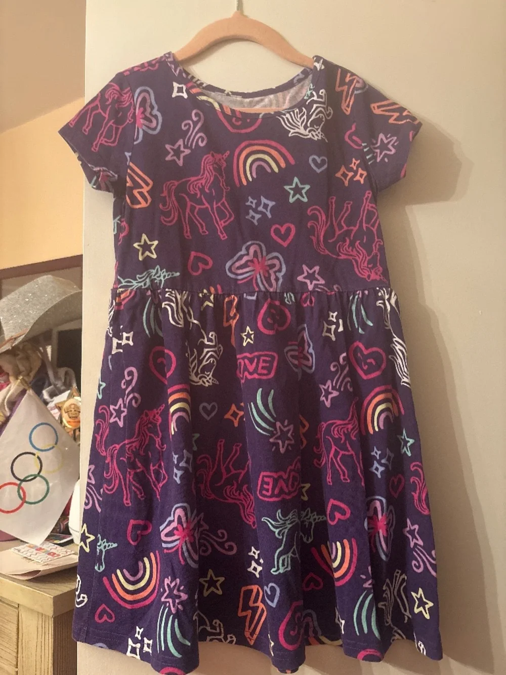 The Place short sleeve purple unicorn dress size 5/6